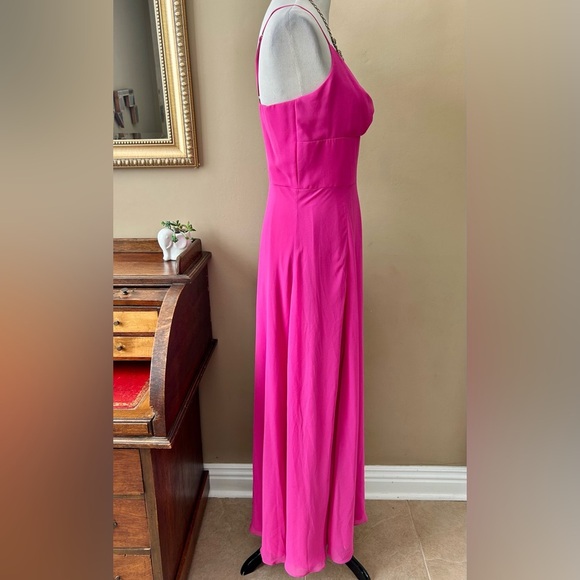 Dress the Population Cambria Pink Tie Bodice Gown  Knot Front Maxi Dress L NWT - Picture 12 of 16